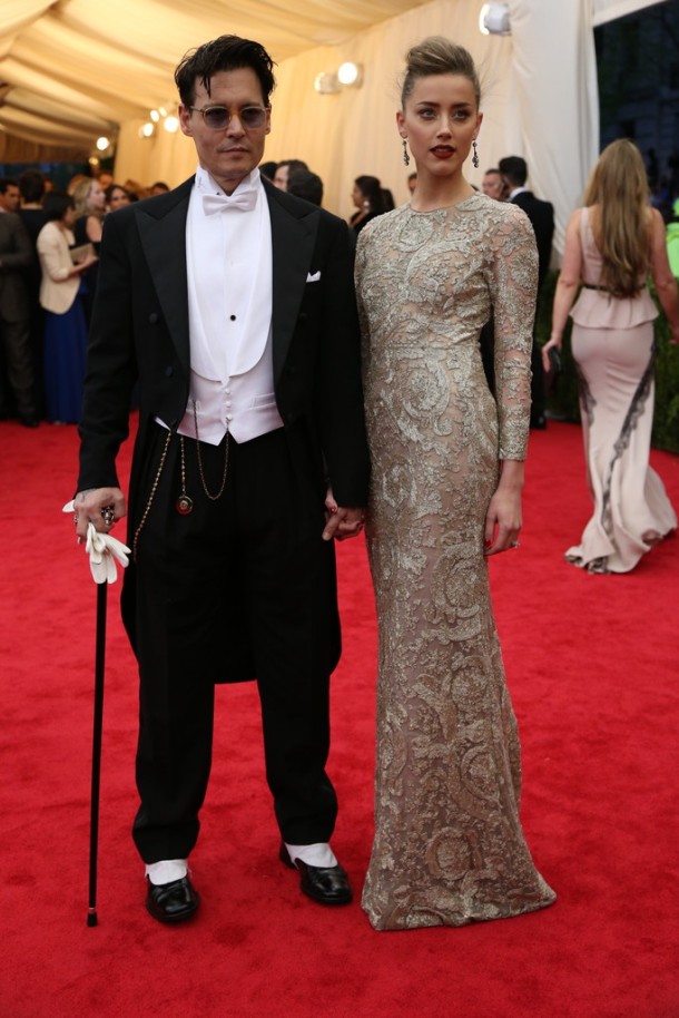 Johnny Depp in Ralph Lauren and Amber Heard in Giambattista Valli Haute Couture.  Josh Haner:The New York Times